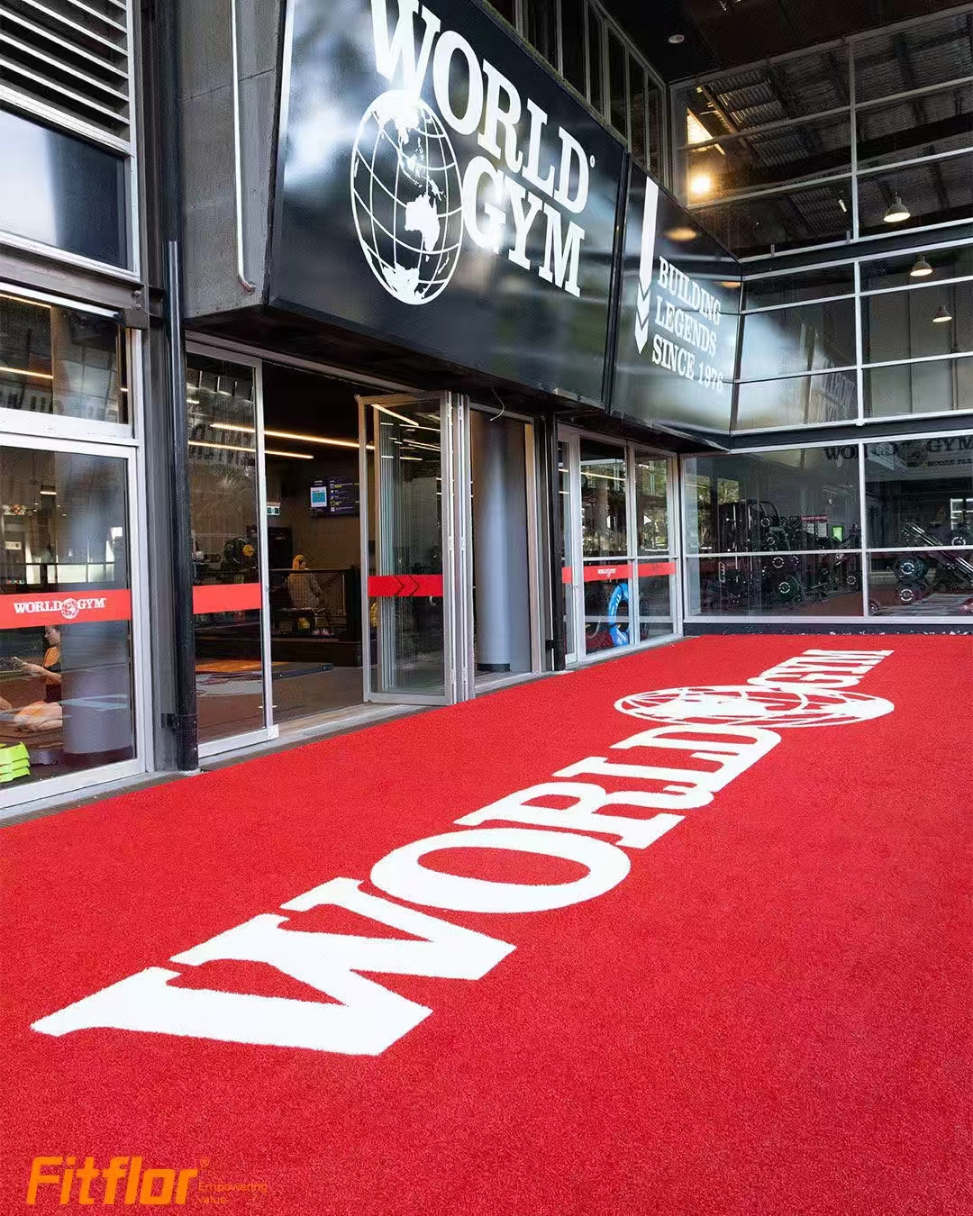 Custom logo entrance mat with gym branding